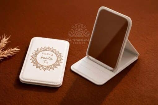 Espejo de bolsillo plegable LUMIA personalizado con marca de agua La Trastienda