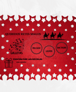 Mantel individual Reyes Magos personalizado rojo