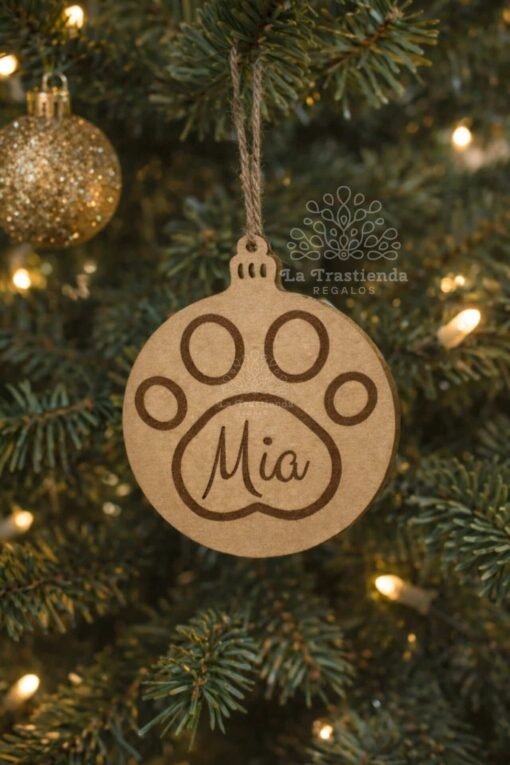 Bola de Navidad personalizada huella mascota o arbolitos en madera – Adorno navideño