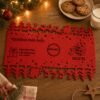 Mantel individual Papá Noel personalizado sobre mesa navideña