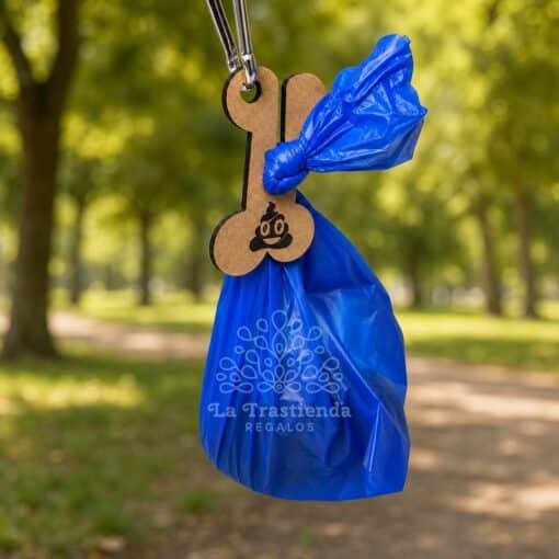 Porta bolsas para caca de perro personalizado en MDF natural de 3 mm