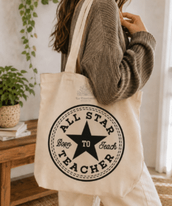 Bolsa personalizada para profes y maestros con diseño All Star Teacher