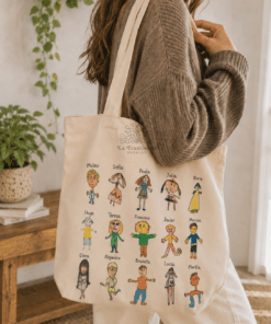 Bolsa personalizada para profes y maestros con dibujos de los niños y nombres