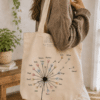 Bolsa personalizada para profes y maestros con diente de leon y nombres de los niños
