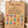 Cuadro de corazones personalizado para maestras con nombres de alumnos