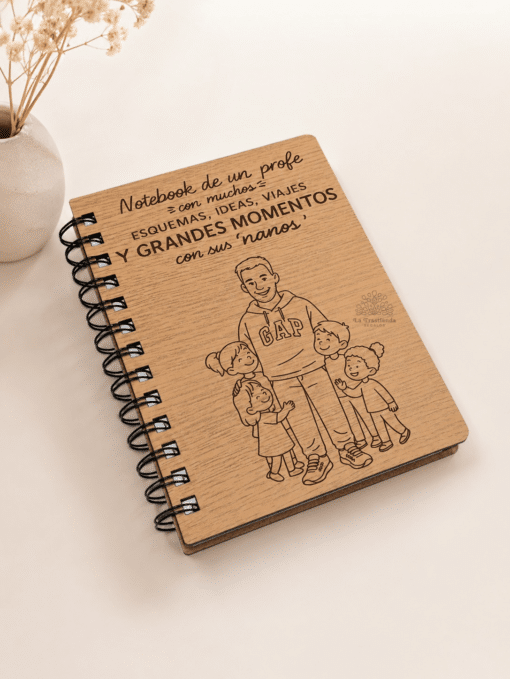 Libreta A5 personalizada para profes y maestros con diseno de ejemplo en portada